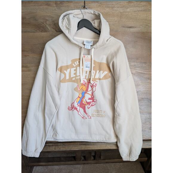 Ariat Tops - NWT Ariat x Sendero Essential Yeehaw Hoodie Womens XL Beige Long Sleeve Pullover